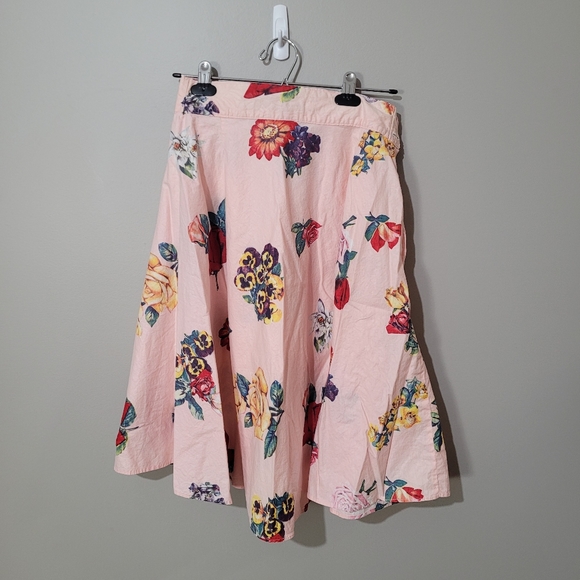 Vintage pink floral circle skirt retro handmade skirt - Picture 5 of 13